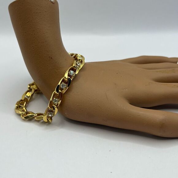 JBK gold tone chain bracelet , with CZ stones. - Picture 1 of 6